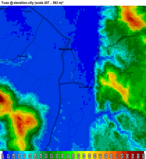 Tuao elevation map