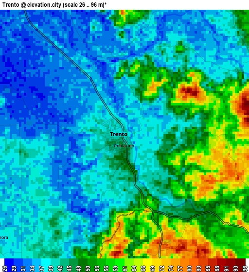 Trento elevation map