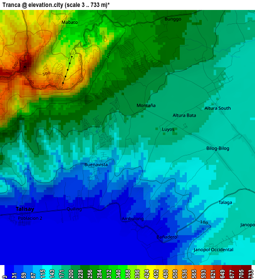 Tranca elevation map