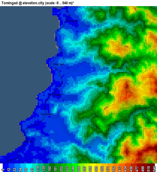 Tomingad elevation map