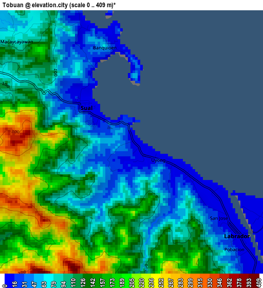 Tobuan elevation map