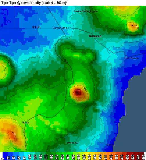 Tipo-Tipo elevation map
