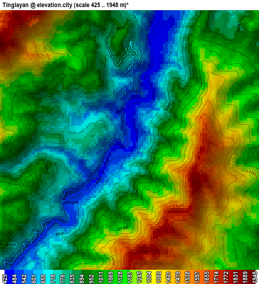 Tinglayan elevation map