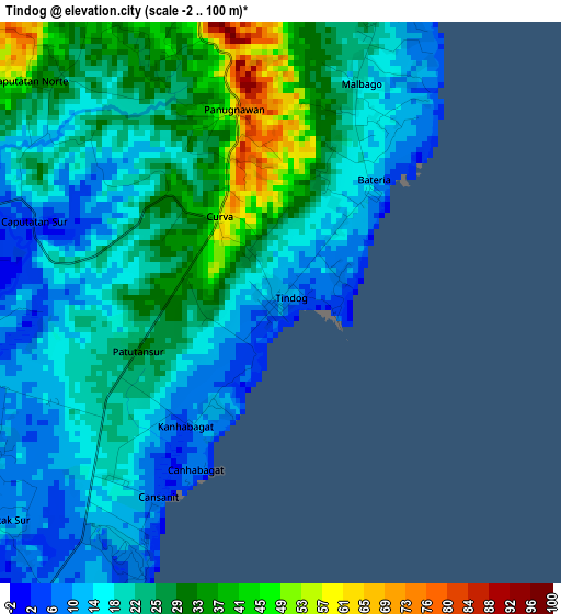 Tindog elevation map