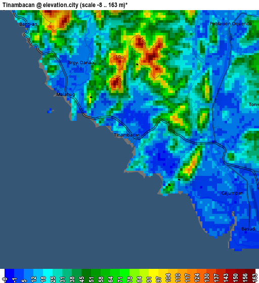 Tinambacan elevation map