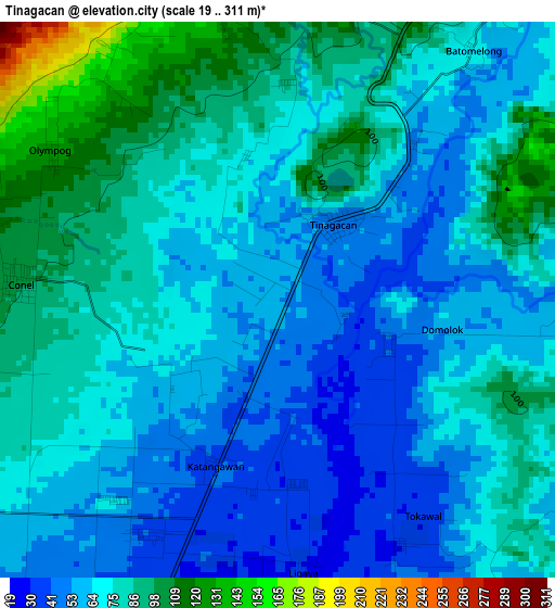 Tinagacan elevation map