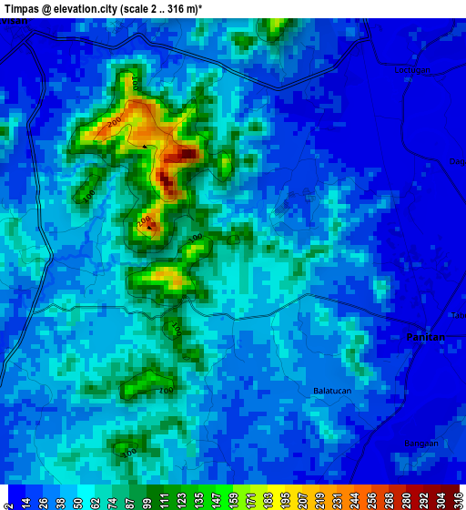 Timpas elevation map