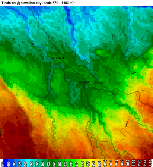 Ticala-an elevation map