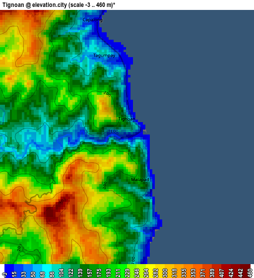 Tignoan elevation map