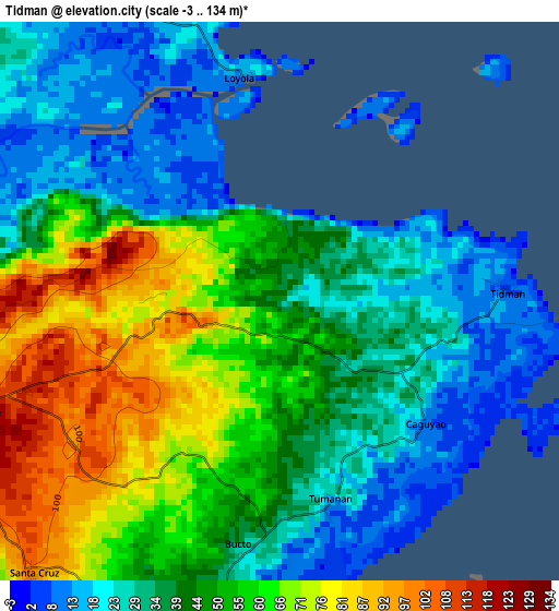 Tidman elevation map