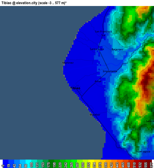 Tibiao elevation map