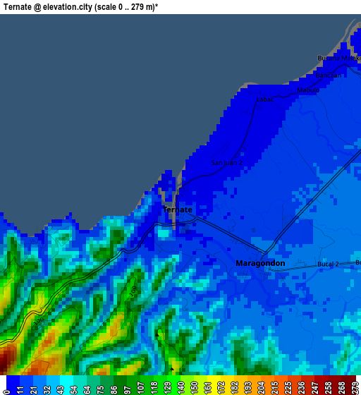 Ternate elevation map