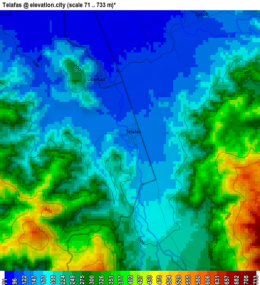 Telafas elevation map