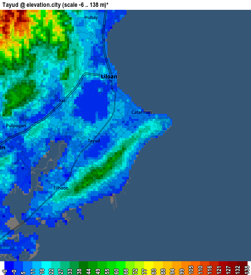 Tayud elevation map