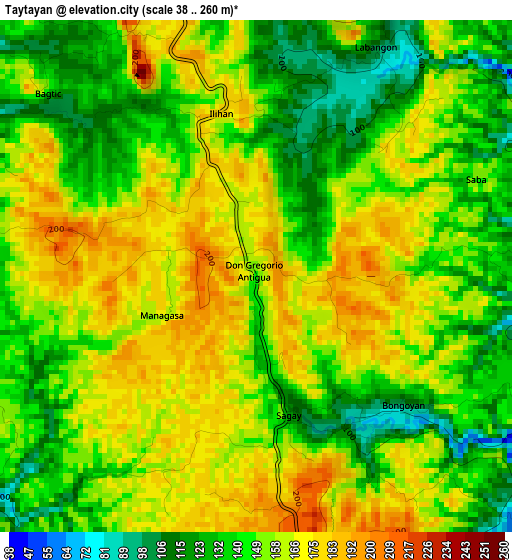 Taytayan elevation map