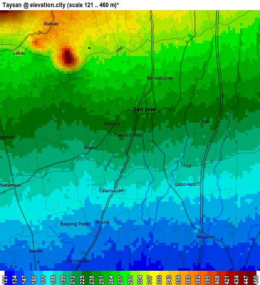 Taysan elevation map