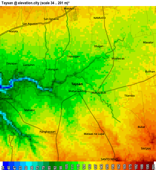 Taysan elevation map