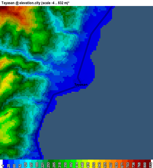 Tayasan elevation map