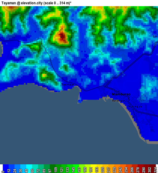 Tayaman elevation map