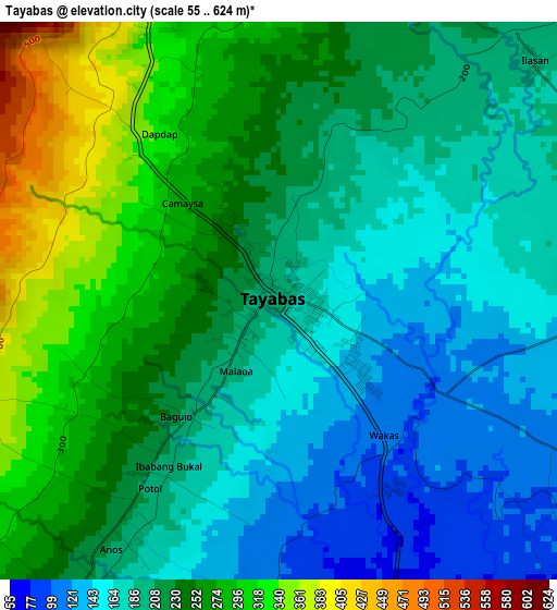 Tayabas elevation map