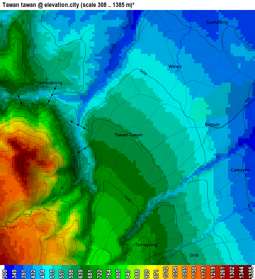 Tawan tawan elevation map