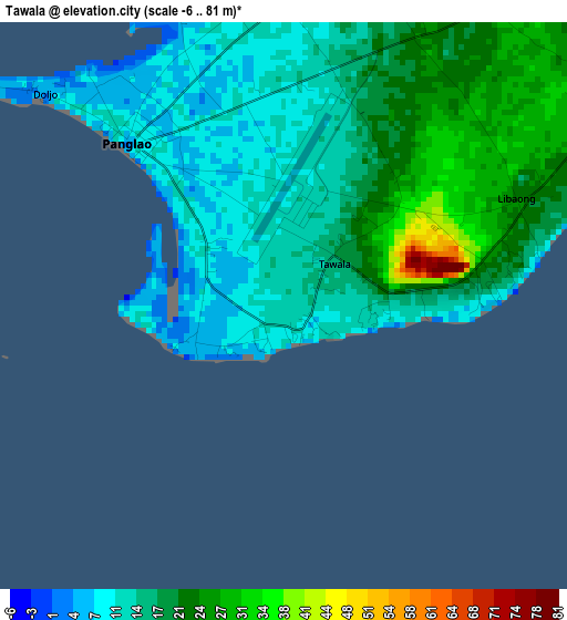 Tawala elevation map