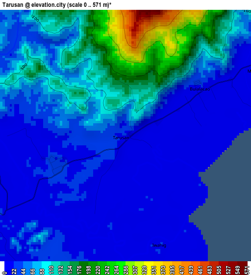 Tarusan elevation map