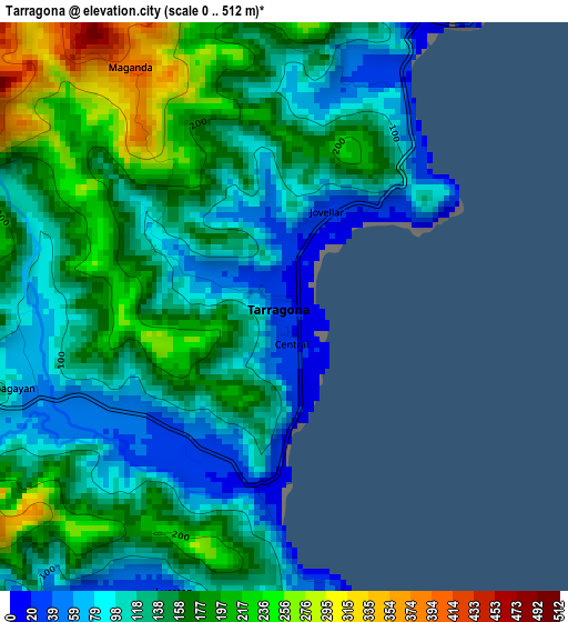 Tarragona elevation map