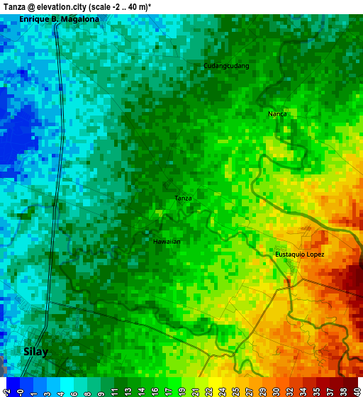 Tanza elevation map