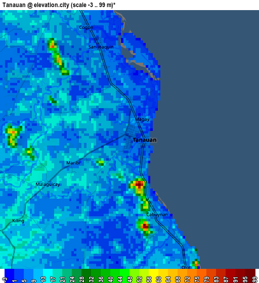 Tanauan elevation map