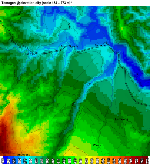 Tamugan elevation map