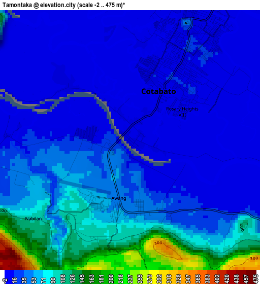 Tamontaka elevation map