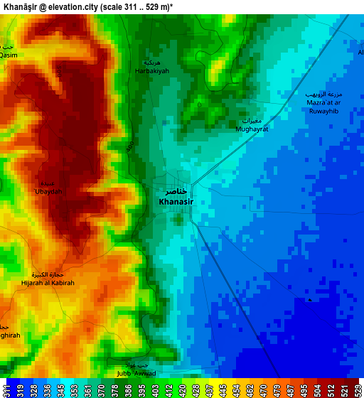 Khanāşir elevation map