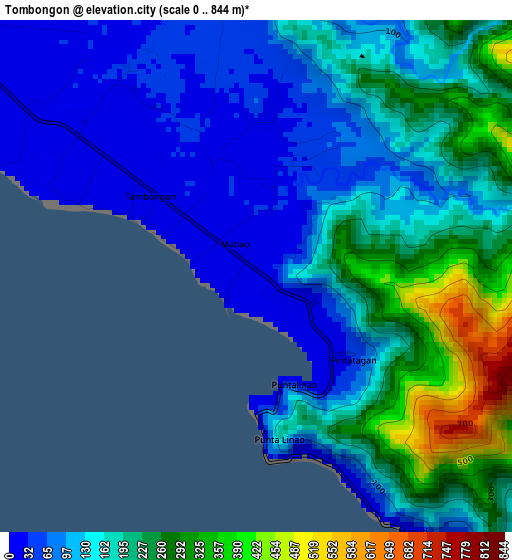 Tombongon elevation map