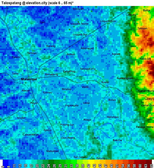 Talospatang elevation map