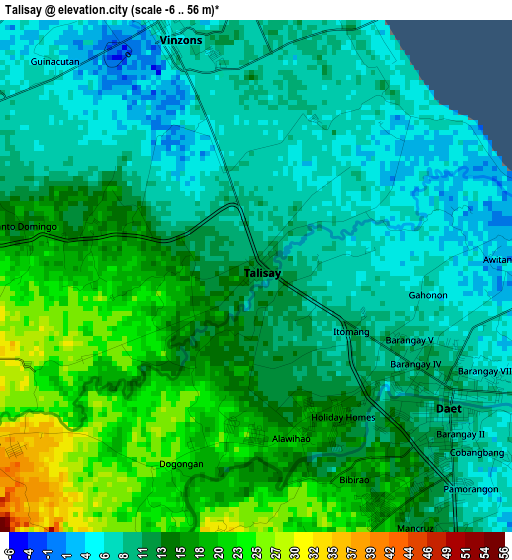 Talisay elevation map