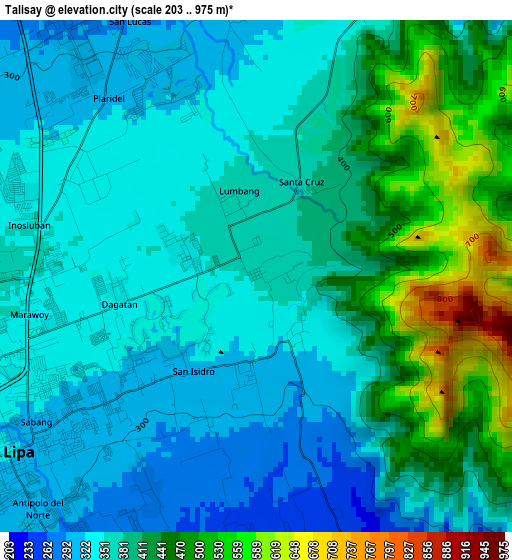 Talisay elevation map