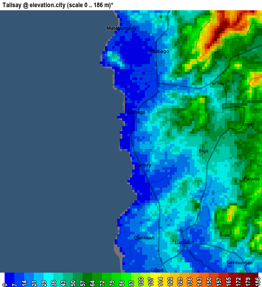 Talisay elevation map