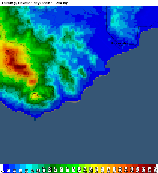 Talisay elevation map