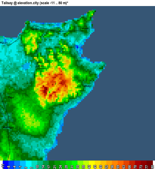 Talisay elevation map