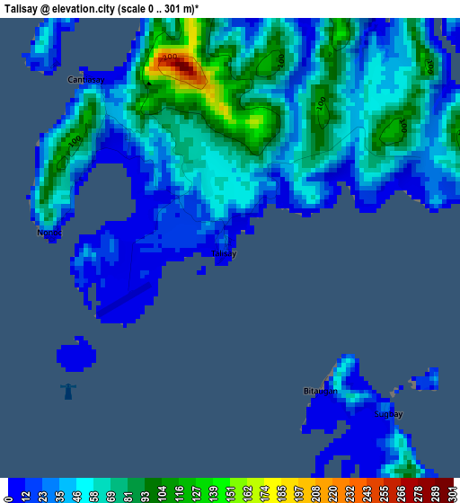 Talisay elevation map