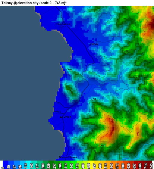 Talisay elevation map