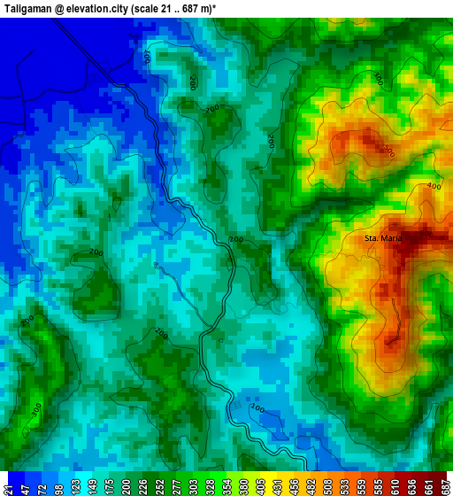 Taligaman elevation map