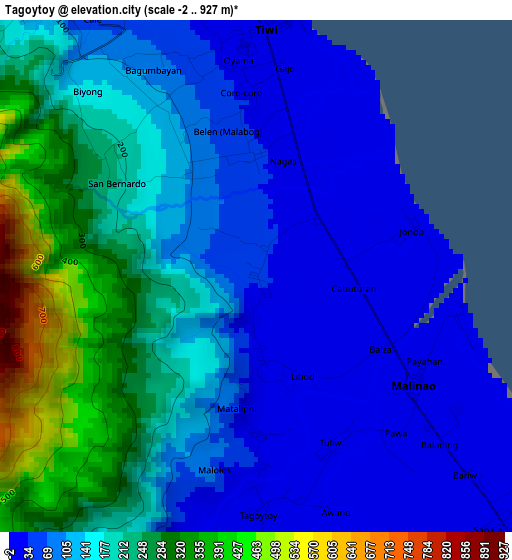 Tagoytoy elevation map