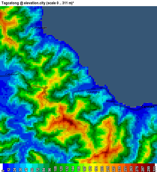 Tagcatong elevation map