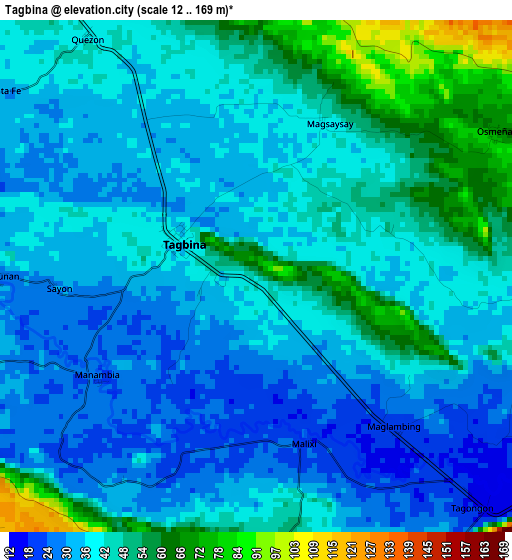 Tagbina elevation map