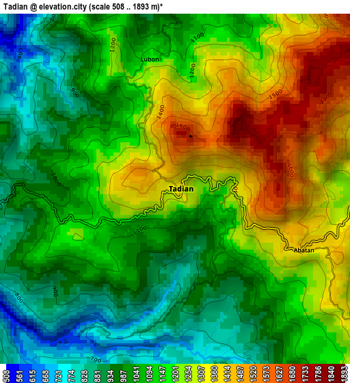 Tadian elevation map