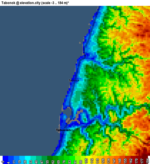 Tabonok elevation map