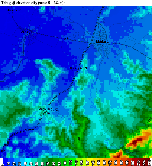 Tabug elevation map