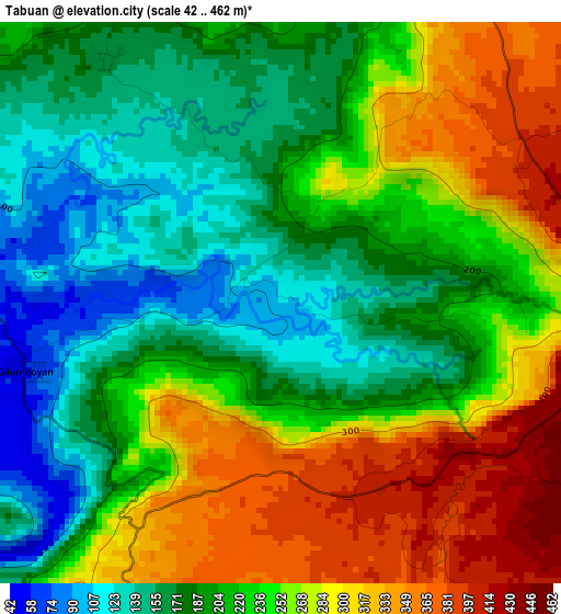 Tabuan elevation map